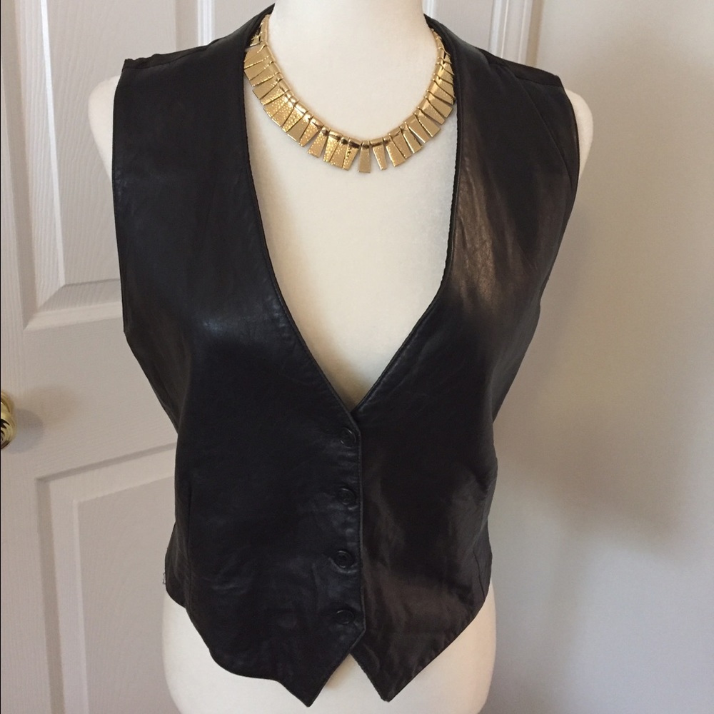 Leather Karen Kane Black Vest!  Size XL